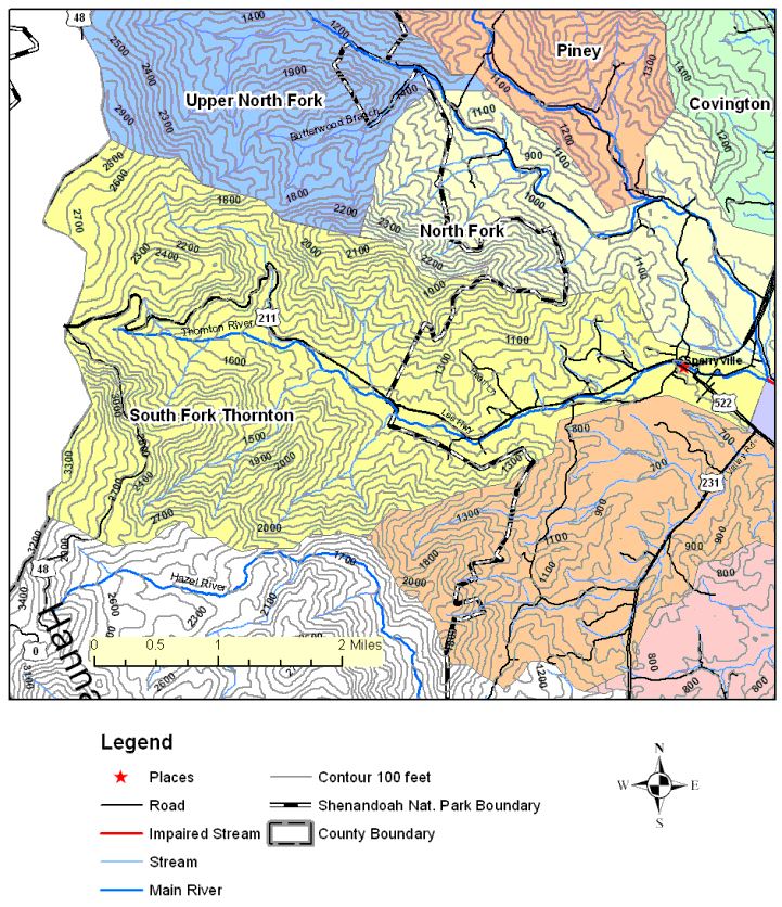 South Fork of Thornton River, Topographic Map